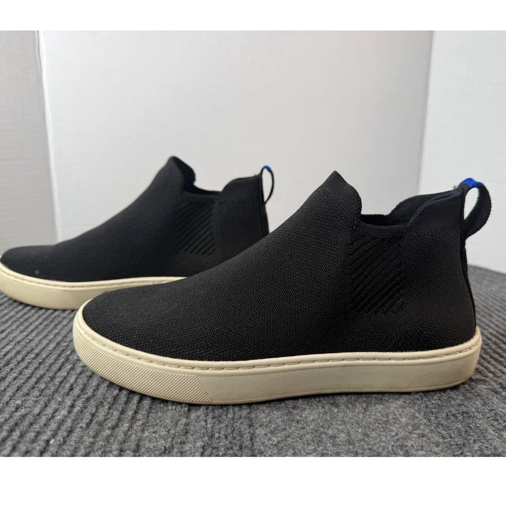 Rothys The Chelsea Black Solid Knit Slip On Ankle Boots Womens 7